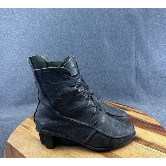 Trippen Shoes - TRIPPEN Germany Women's Medieval Black Leather Platform Boots EU 39 US 8.5